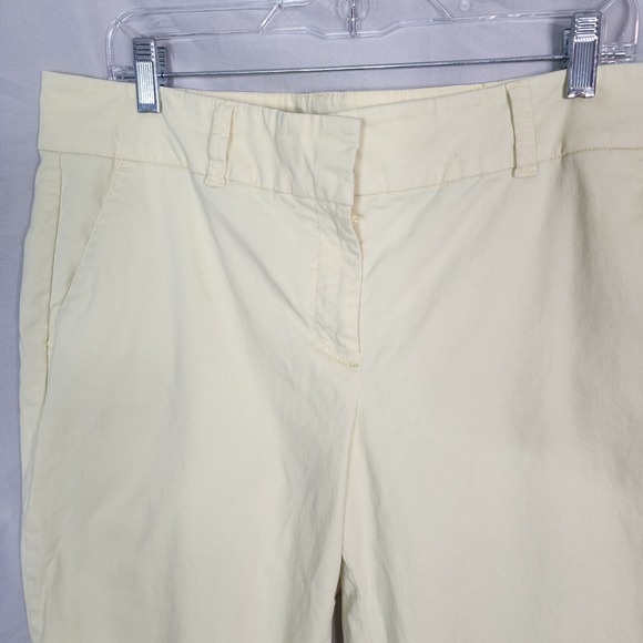 TALBOTS Size 12 The Daily Ankle Yellow Twill Cotton Blend Flat Front Preppy Pant - Picture 3 of 7